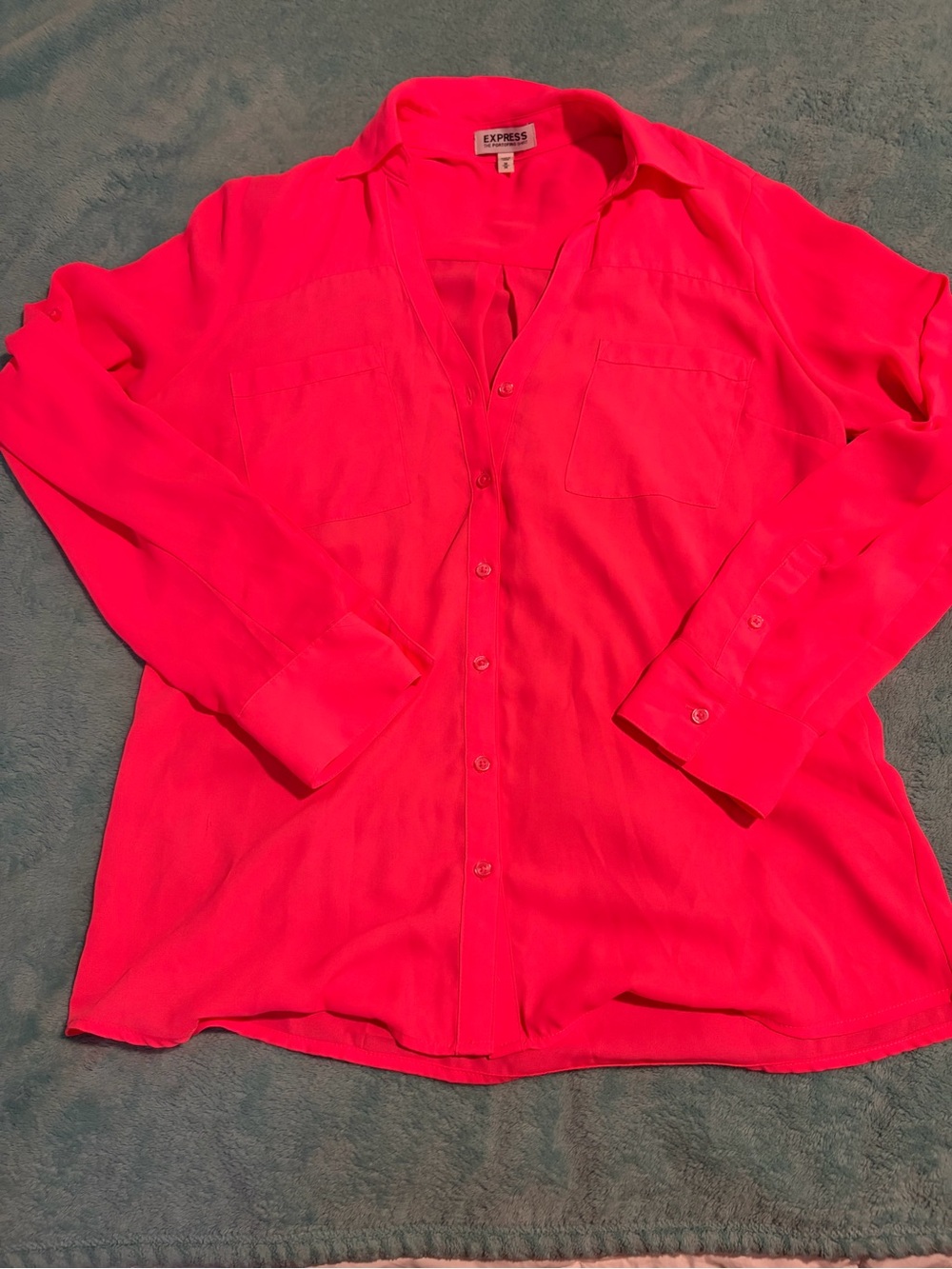 Express Hot Pink Lightweight Button-Up Shirt